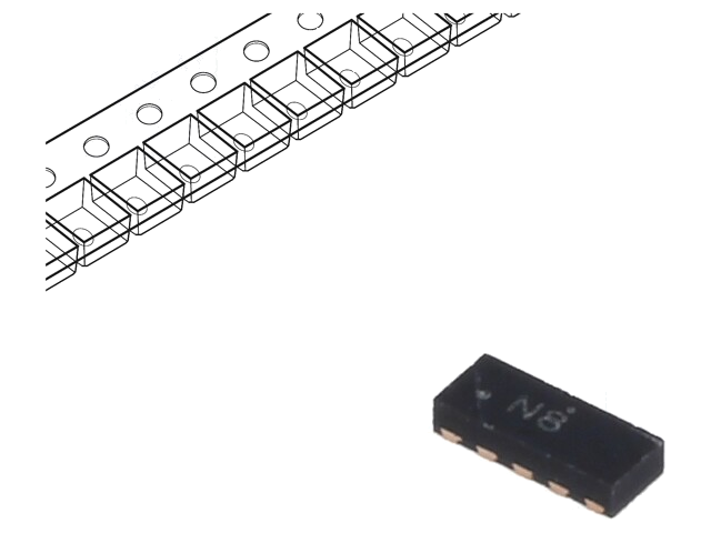 Diode: TVS netwerk; 5V; 2A; 30W; tweerichtings-; DFN10; Ch: 4 Diode: TVS netwerk; 5V; 2A; 30W; tweerichtings-; DFN10; Ch: 4